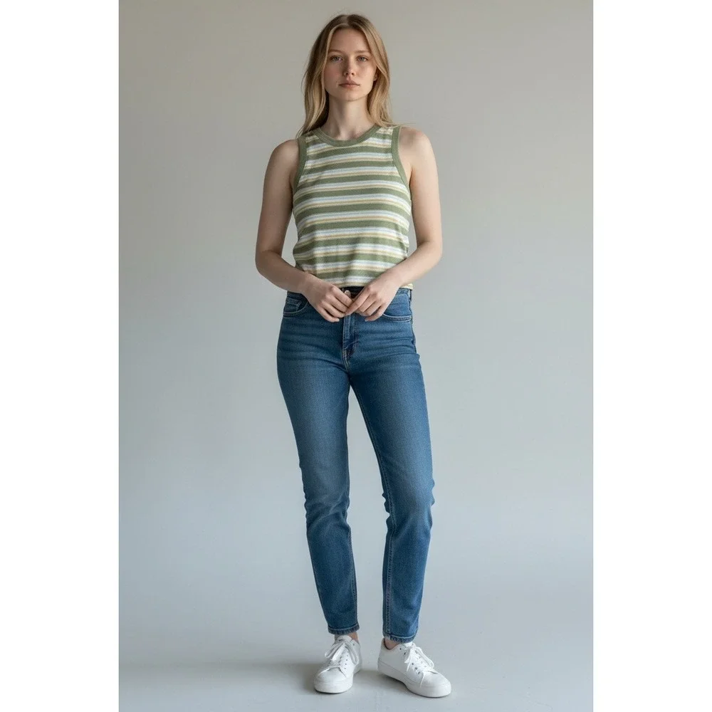 Gap Teen Girls Striped Tank Top Green White, Size 10,‎ NWT
